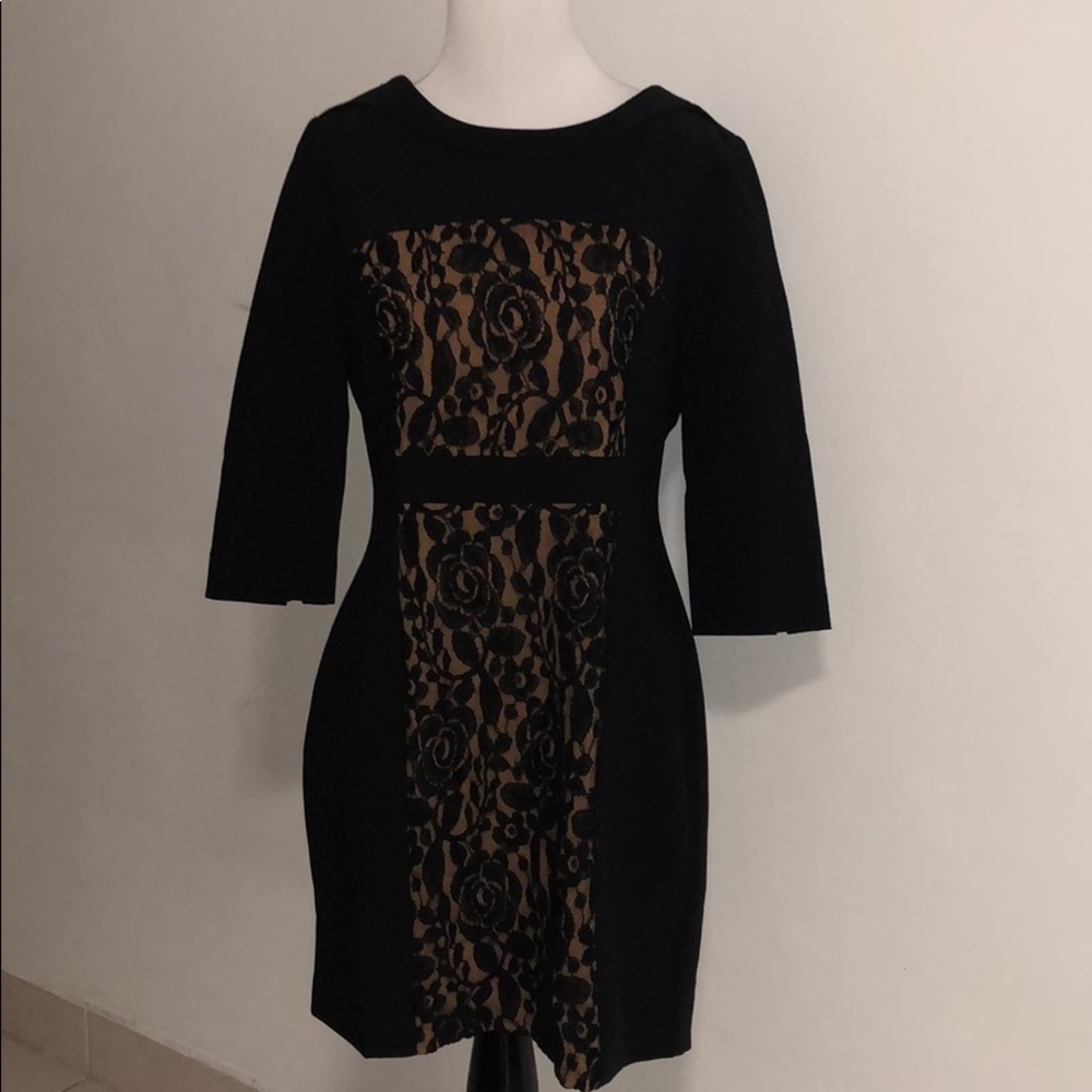 Esley Classic Black Dress with lace bodice detail